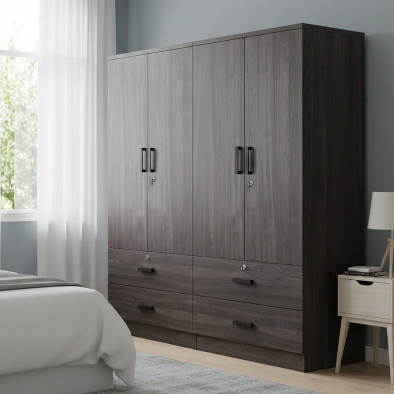 Garde-robe 2 portes, 2 tiroirs Kohdyn, P 20 po, Tabac