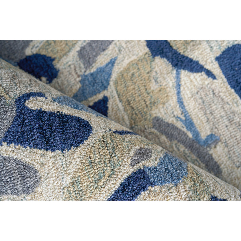 Botanica Navy/Ivory/Multi New Zealand Wool hand-tufted Area Rug, Rectangle 12' x 15'