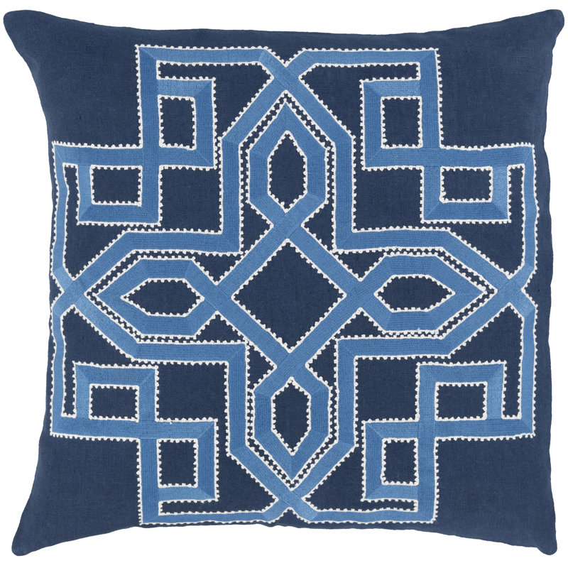 Geometric Throw Pillow, 18" H x 18" W x 0.25" D, Blue, Pillow Cover Only - No Insert