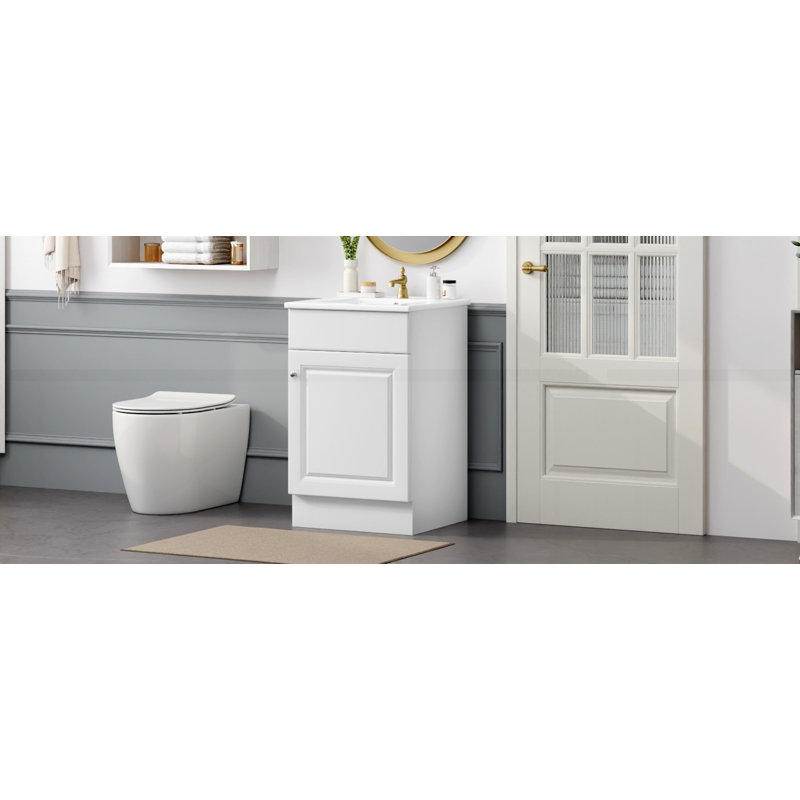 Meuble-lavabo de 20 po avec lavabo, Blanc