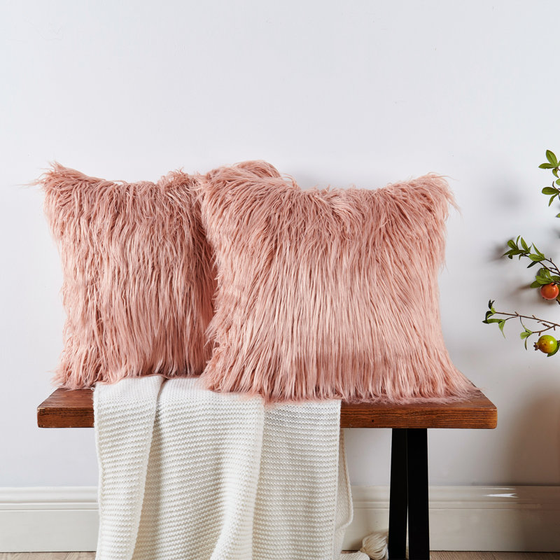 Housse de coussin Mongolian, Rose corail