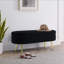 Banc de rangement repose-pieds ovale en flanelle avec pieds en métal - noir (43,5 po x 16 po x 16 po)-134096992