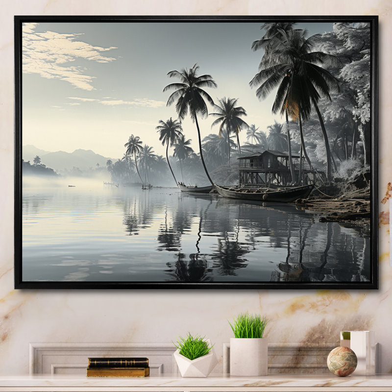 «Dominicain dominicain matin», reproduction sur toile, Cadre flottant noir, H 16 po x l 32 po x P 1 po