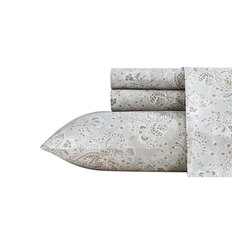 Twin Sage Green Paisley Microfiber Sheet Set