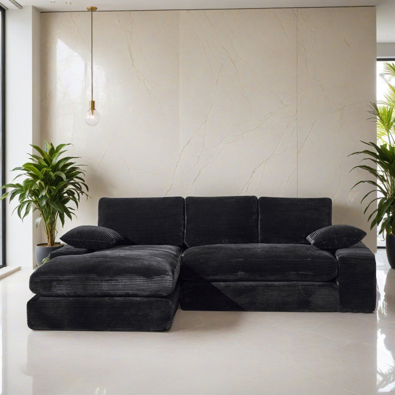 Canapé-lit modulaire 2 pièces pour salon, Polyester noir