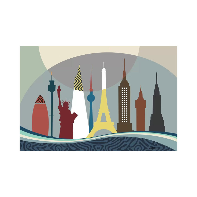 «World Travel Repères» par Lanre Studio - impression sur toile tendue, H 8 po x l 12 po x P 0,75 po