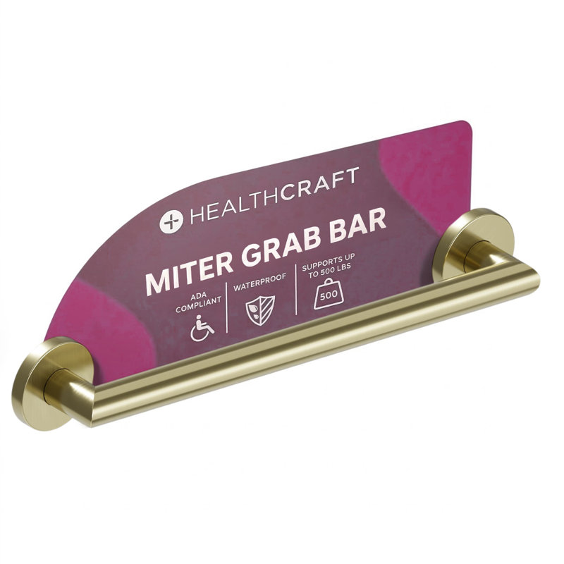 MITER 18 in. x 1.25 in. Grab Bar, ADA Compliant for Bath and Shower Safety (500 lb. Capacity) in Brushed Gold, 18