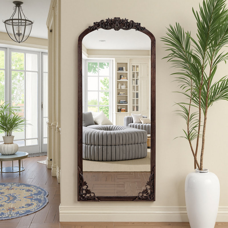 Miroir d'appoint mural Alexiyah, Gris anthracite, 67 po x 28 po