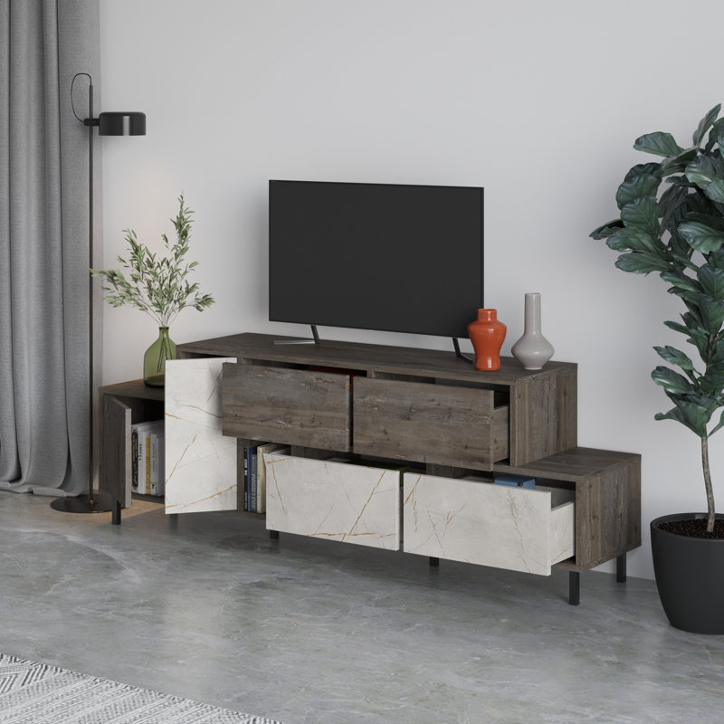 TV Stand 6-Door TV Stand with Metal Legs