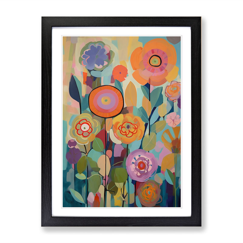 Contemporary Orphism Flowers Vol.7 - Single Picture Frame Print, Black Framed, 64cm H x 46cm W