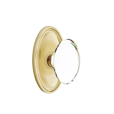 Ensemble de mortaise intérieure Emtek Passage avec rosette ovale et poignée en verre Hampton (droite)
