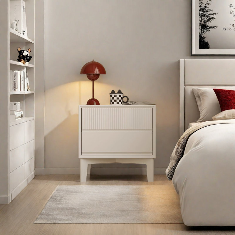 Armoire de rangement moderne et minimaliste, Crème, crème, H 19,69 po x l 15,75 po x P 15,35 po