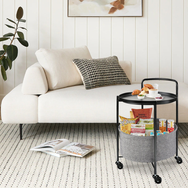 Table d'appoint Rolling, Noir, noir, noir, noir
