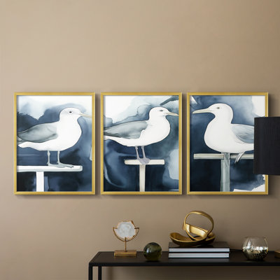 Aviary Study  Series  I  -Set Of 3 Framed Giclee Prints -Ready to Hang