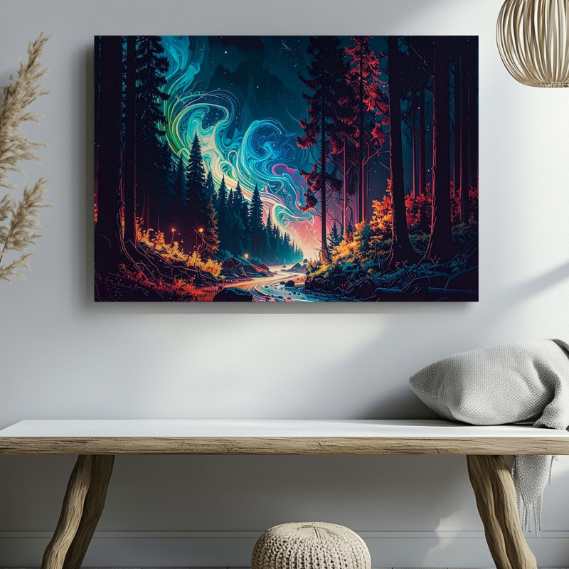 Art mural, Enchanted Energy Trail Canvasmystical Night Forest Fantasy, toile, H 9 po x l 12 po