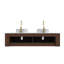 Meuble-lavabo flottant mural 60 po avec 2 lavabos ronds en céramique et 2 tiroirs-728333924