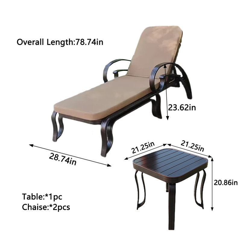 Chaise longue d'extérieur en aluminium