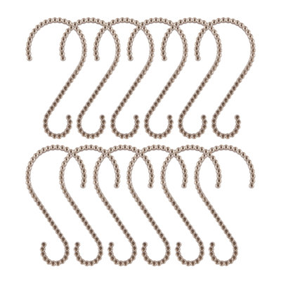 Crochets de douche Utopia Alley - Anneaux de rideau de douche pour la salle de bain - Crochets de rideau de douche décoratifs en forme de S antirouille pour salle de bain, rideaux, vêtements, serviettes, etc. - Ensemble de 12, nickel brossé