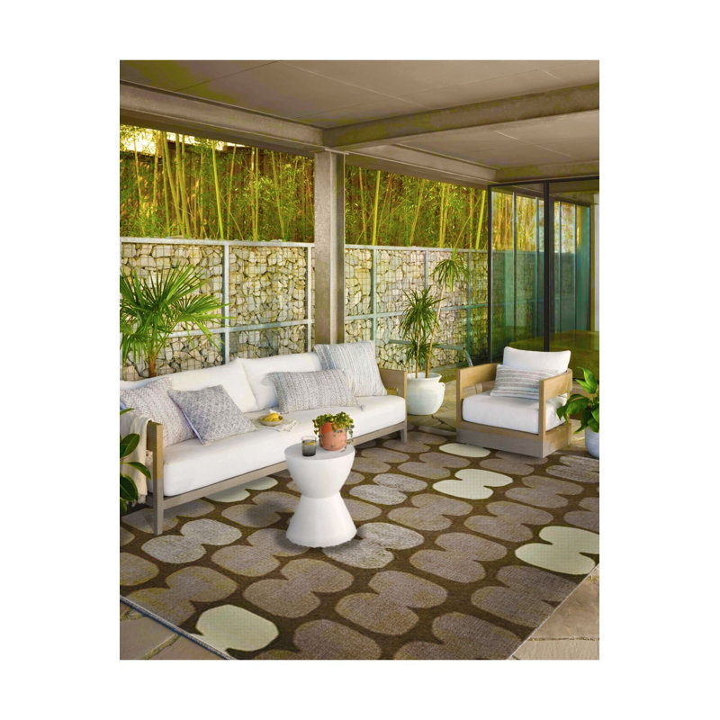 Tapis à motif thématique avec base tissée, lavable à la machine, Sous-tapis rond 3 pi 3 po inclus