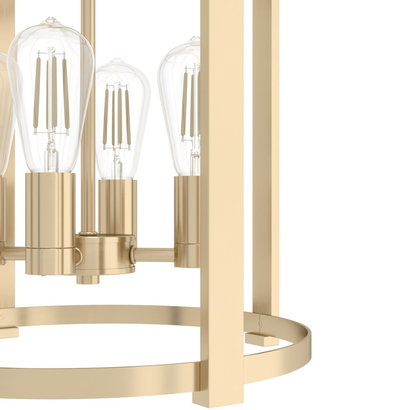 Astwood 4 - Light Dimmable Lantern Drum Chandelier, Gold, 16" W x 16" D x 17.75" H