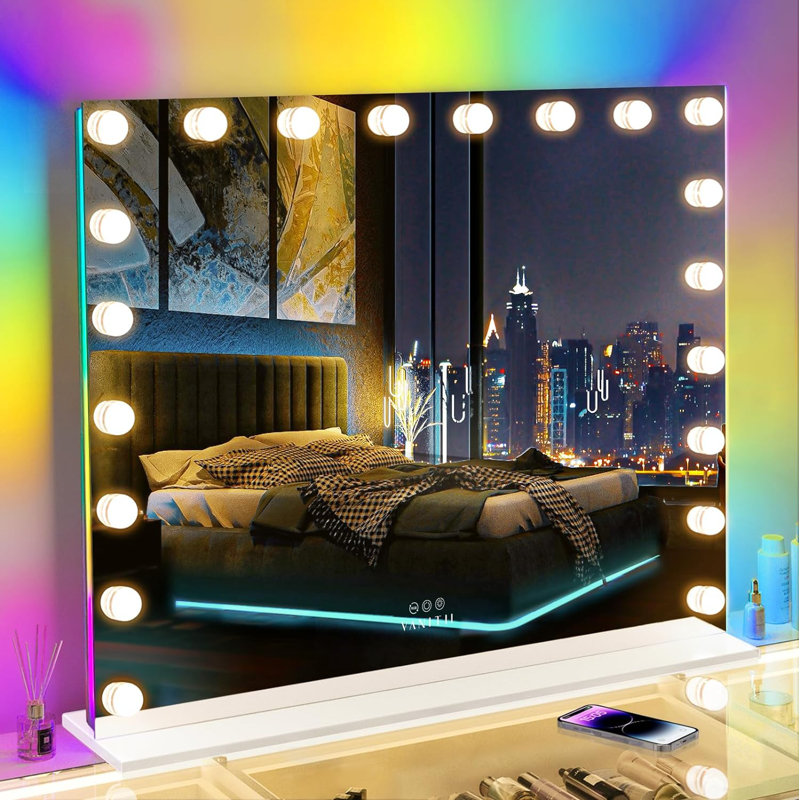 Metal Rectangle LED Mirror, 31.49" H x 39.37" W x 5.9" D