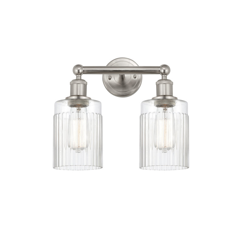 Kamena 13.5" W 2-Light Dimmable Vanity Light, Clear, Brushed Satin Nickel