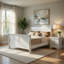 Ensemble de chambre à coucher grand lit, finition blanche, ensemble 2 pièces avec lit, 1 table de chevet-132615631-127337316