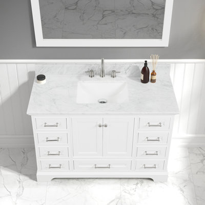 Meuble-lavabo simple 49 po avec plateau en marbre de Carrare Barrville