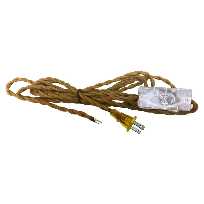 Cordon de lampe torsadée couvert de tissu, Or