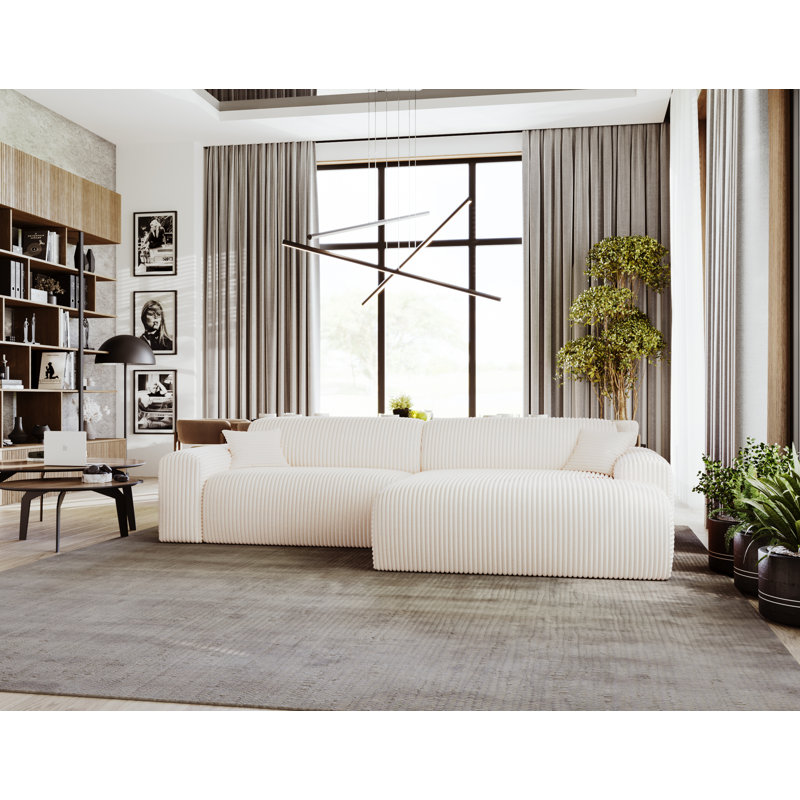 Tashari 3 Seater Corner Sectional, White