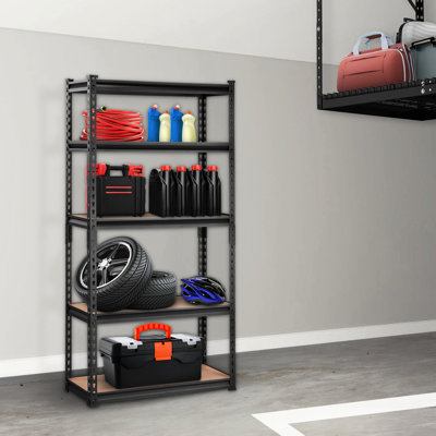 Étagère de rangement réglable à 5 niveaux en métal noir capacité de 2000 lb pour la cuisine de salle de bain L 30 po x l 12 po H 60 po