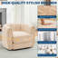 Fauteuil d'appoint moderne pivotant en tonneau. Fauteuil rembourré en tissu 360 ° avec dossier rayé et rembourrage moelleux