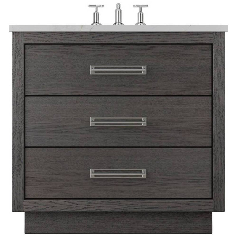 Avalon Three-Drawer Single Bath Vanity, 30", Gray Weathered, Polished Chrome