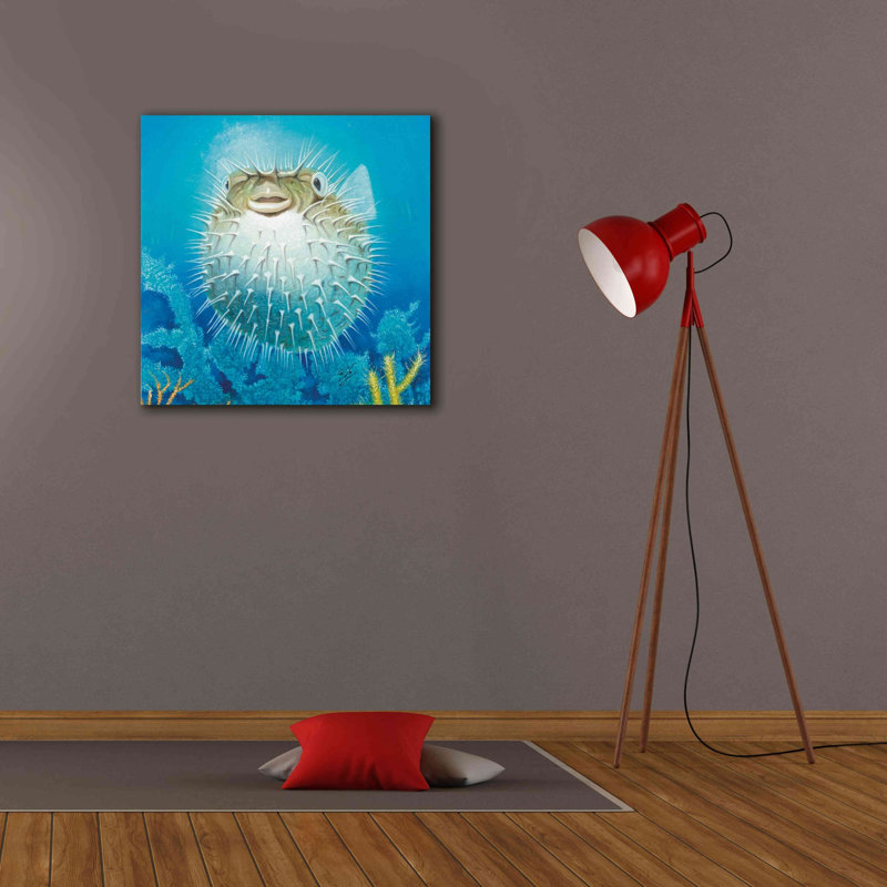 «Puffer Fish» par Durwood Coffey, art mural sur toile, H 26 po x l 26 po x P 1,5 po