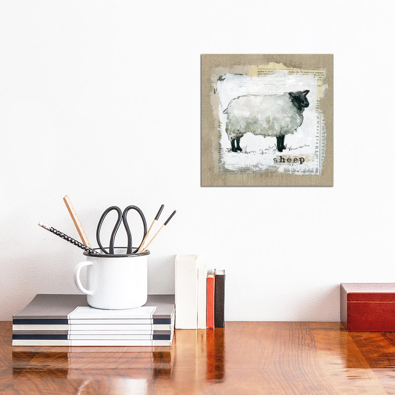 Burlap Sheep by Carol Robinson - Wrapped Canvas Gallery-Wrapped Canvas Giclée, 30.48cm H x 30.48cm W