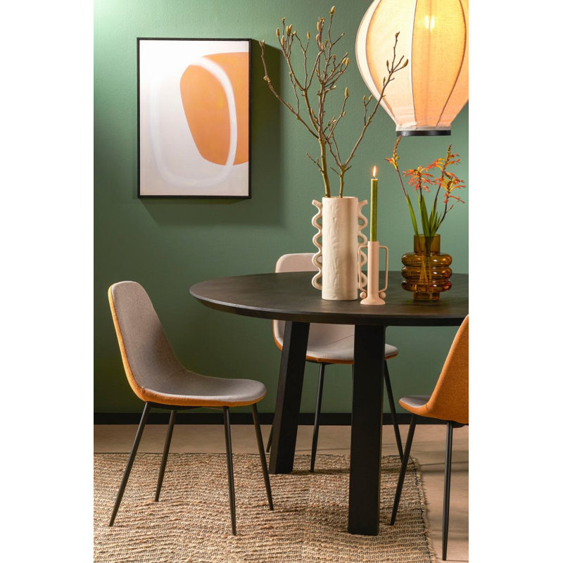 Ihlen 40cm H Polyester Upholstered Side Chair, Beige/Orange