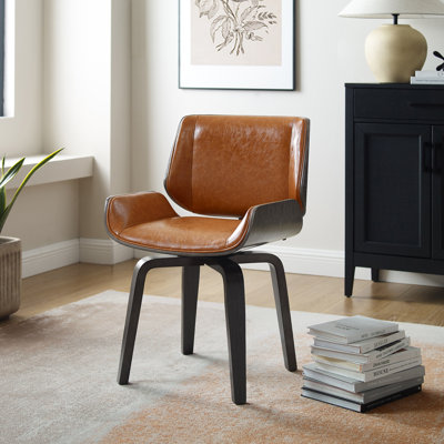 Faux Leather Swivel Side Chair