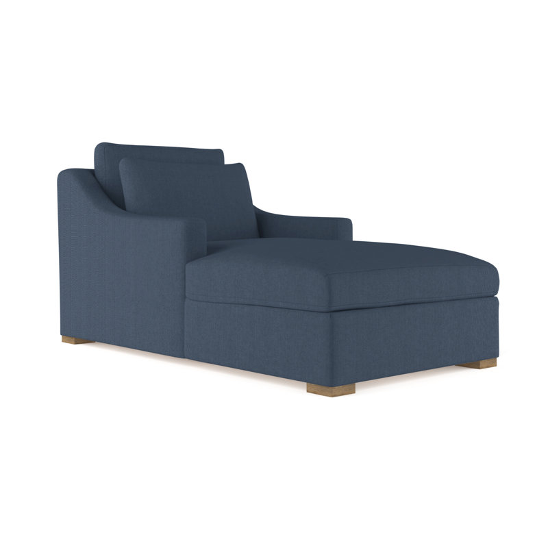 Ludlow Chaise Lounge, Plush Velvet Blue Print, Weathered