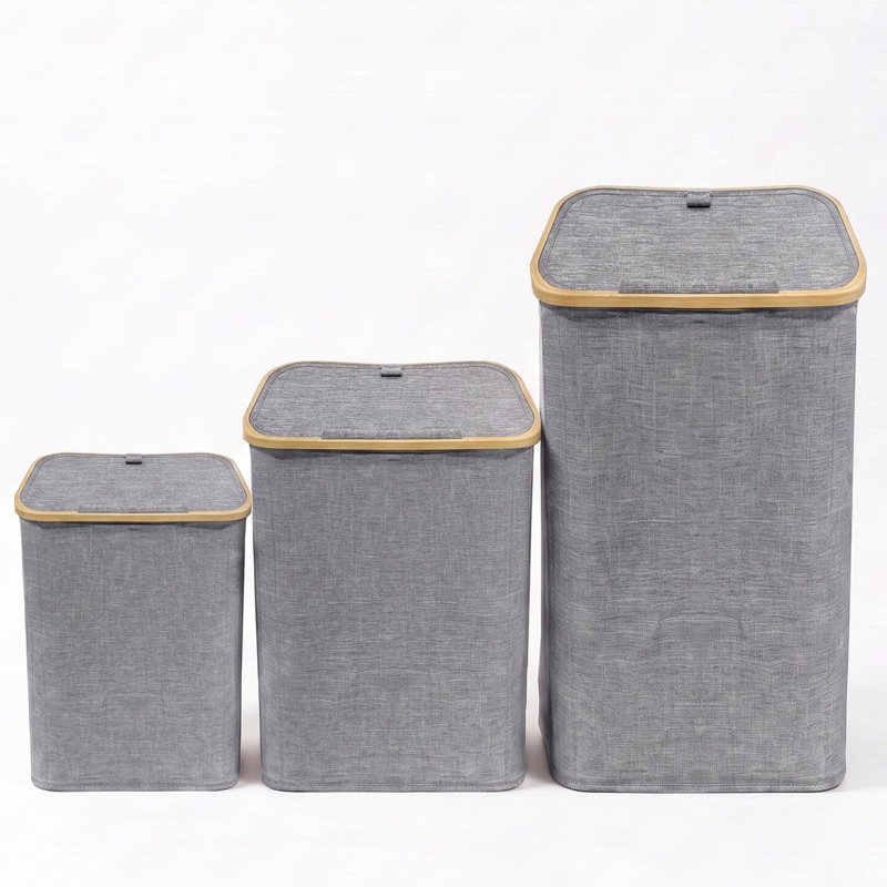 Laundry Basket, GREY, 64cm H x 33cm W