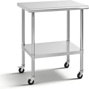 Table de préparation commerciale en acier inoxydable de 24 po x 30 po x 36 po NSF avec roues, capacité de 400 lb, tablette réglable, roulettes verrouillables pour la cuisine du restaurant, le garage et l'hôtel