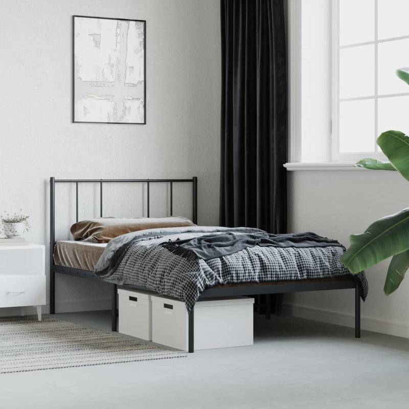 Lokesh Metal Bed, European Single (90 x 200 cm), Black