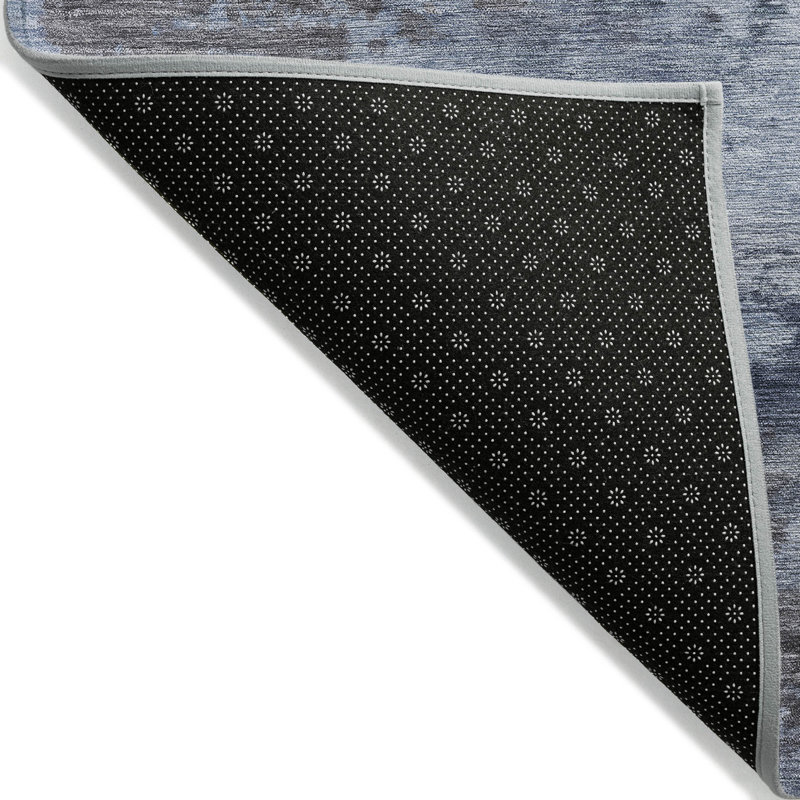 Machine Washable Indoor/Outdoor Xhevrie Blue Rug, Round 8'
