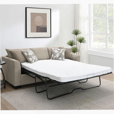 Modern Upholstered Sleeper Sectional Chaise Sofa With Patterned Pillows For Comfortable Lounging And Guest Accommodation