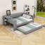 Lit de jour double rembourré avec ports USB, lit gigogne et tablettes-234680403
