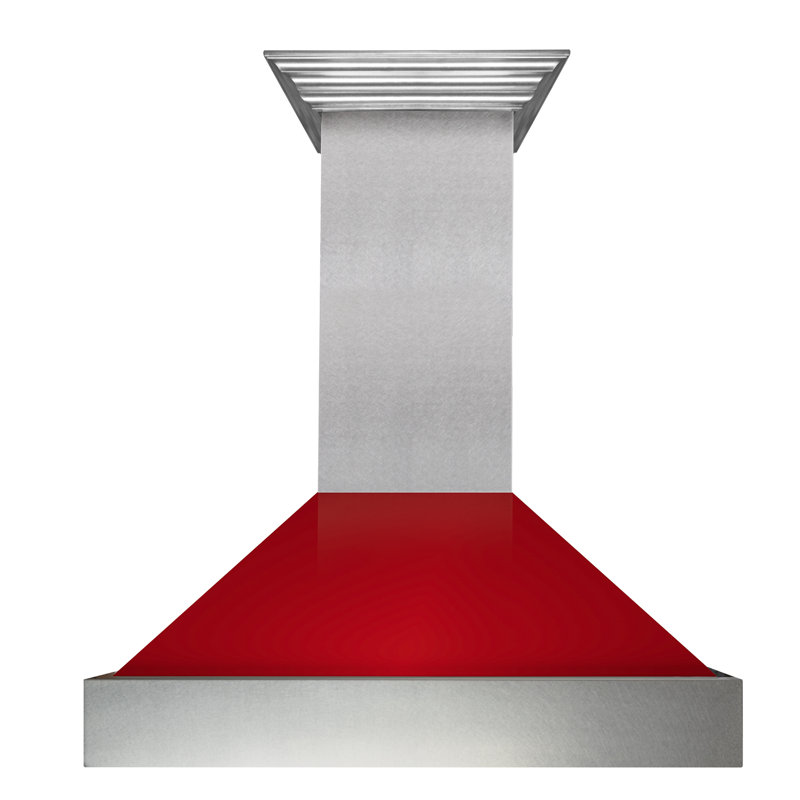 48" Fingerprint Resistant Stainless Steel Range Hood with Fingerprint Resistant Shell (8654SN-48), Red Gloss