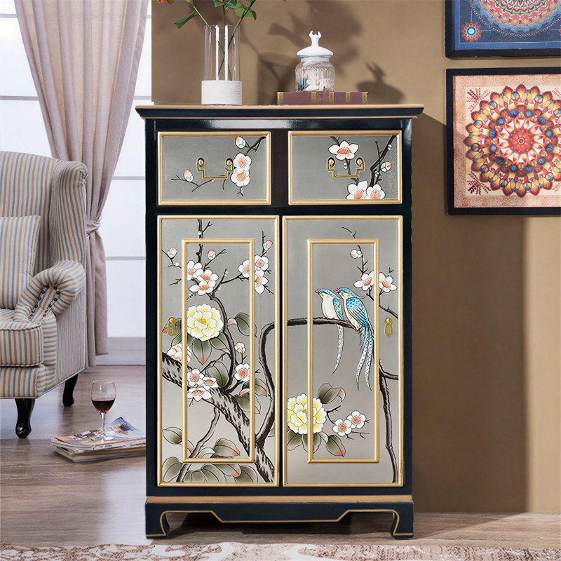 New Chinese Hand-Painted Shoe Storage Cabinet