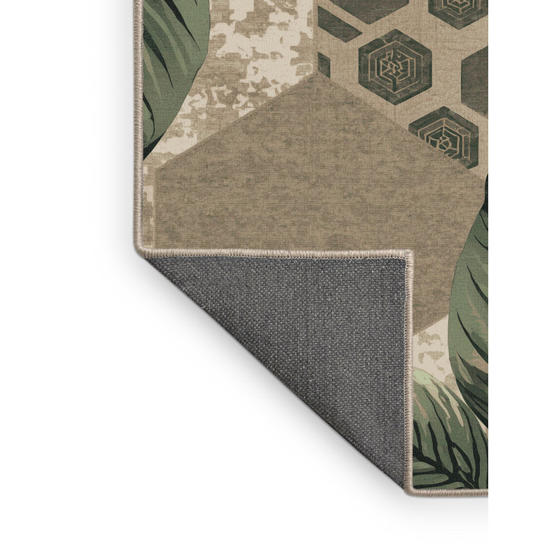 Tapis moelleux moelleux à motif géométrique d'inspiration mondiale Basmont, 7' Square