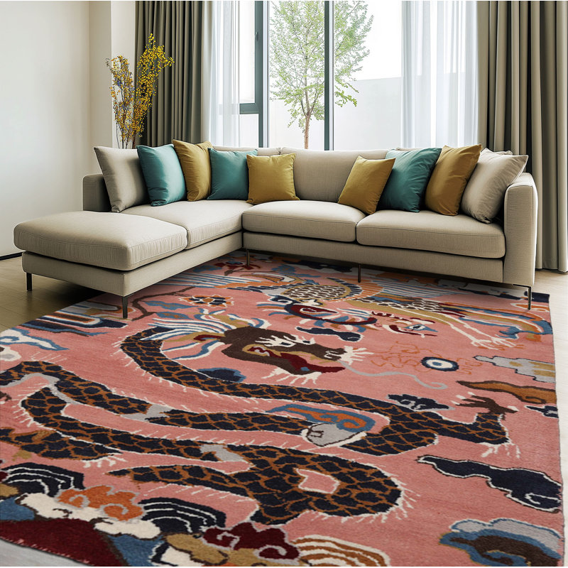 Tapis chinois en laine touffeté à la main 5 x 8, Rectangle de 5 pi x 8 pi