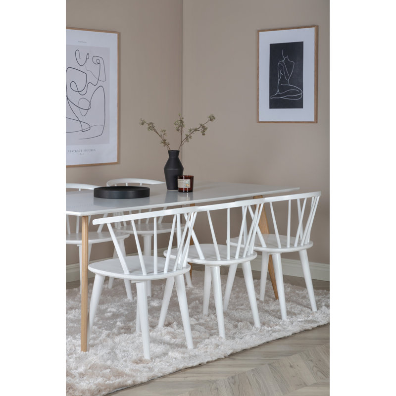 Carney 6 - Person Dining Set, White, White