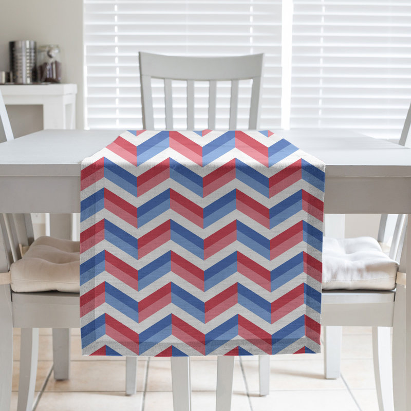 Chemin de table des fêtes fêter hol, L 72 po x l 16 po, Polyester, Rouge / Bleu
